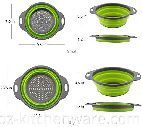 collapsible round colander 2sizes of silicone foldable strainer